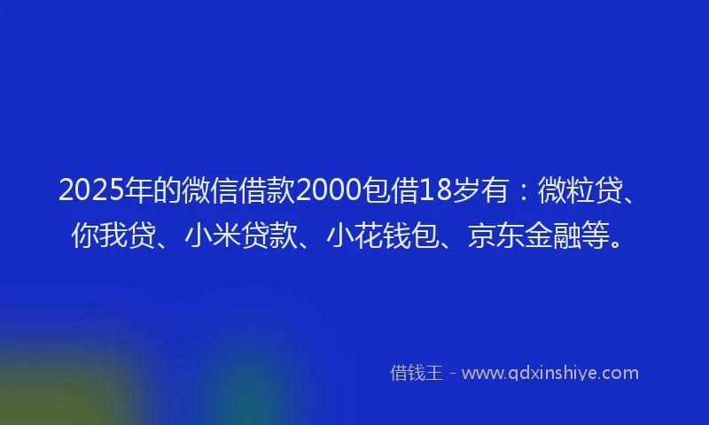 2025年的微信借款2000包借18岁有：微粒贷、你我贷、小米贷款、小花钱包、京东金融等。