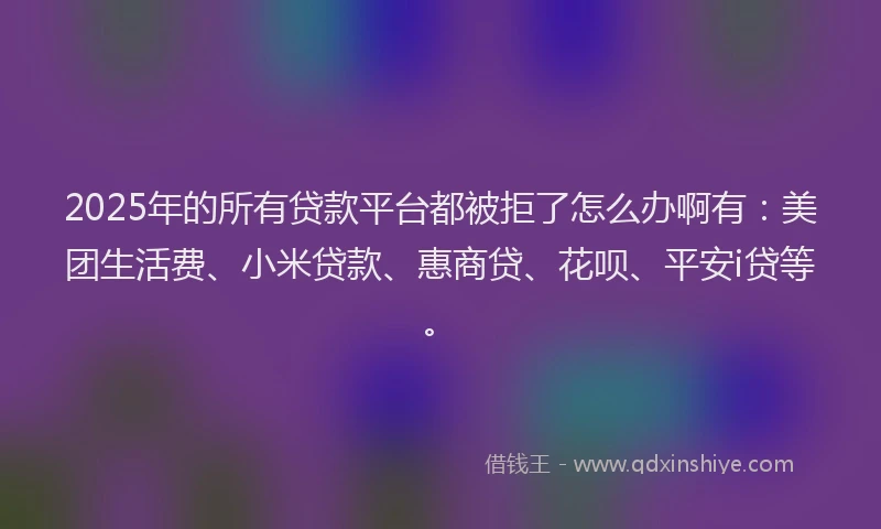 2025年的所有贷款平台都被拒了怎么办啊有：美团生活费、小米贷款、惠商贷、花呗、平安i贷等。