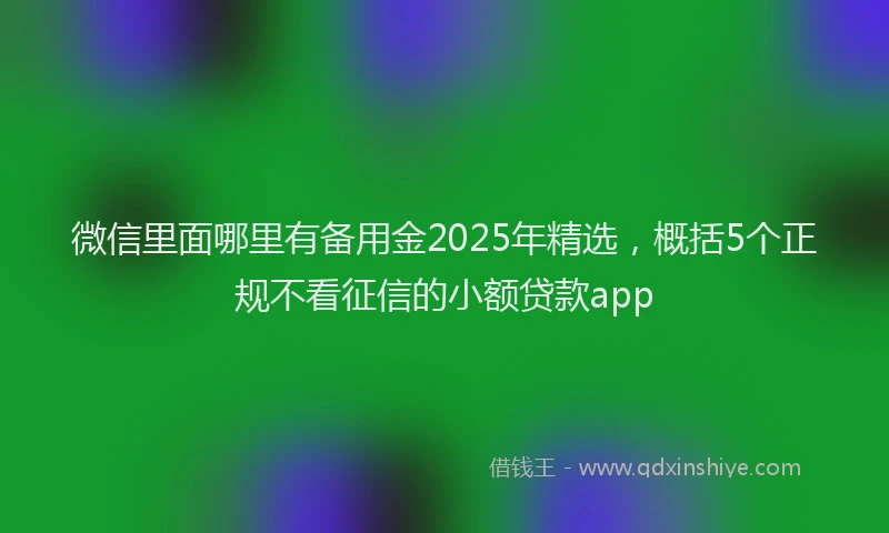 微信里面哪里有备用金2025年精选，概括5个正规不看征信的小额贷款app