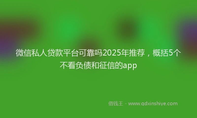 微信私人贷款平台可靠吗2025年推荐，概括5个不看负债和征信的app