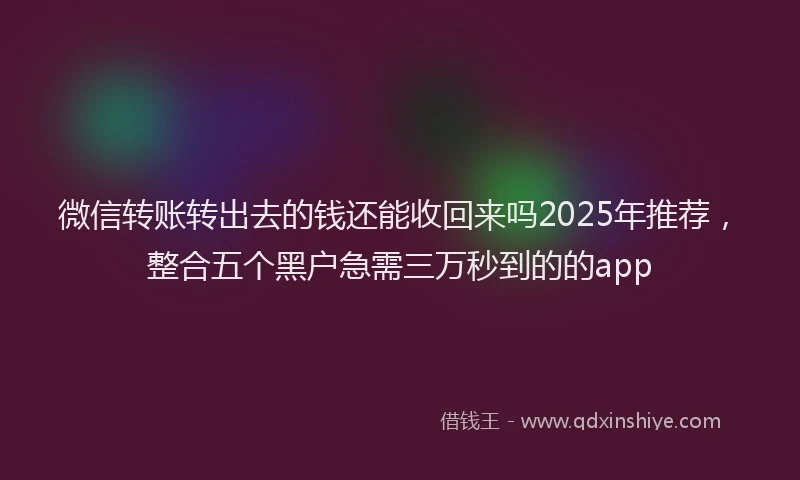 微信转账转出去的钱还能收回来吗2025年推荐，整合五个黑户急需三万秒到的的app