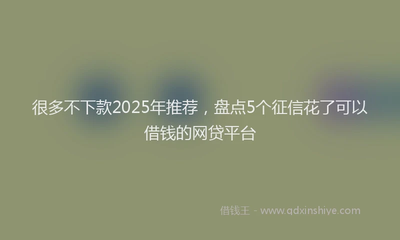 很多不下款2025年推荐，盘点5个征信花了可以借钱的网贷平台