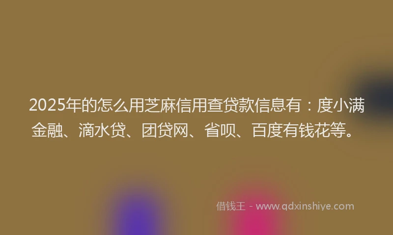 2025年的怎么用芝麻信用查贷款信息有：度小满金融、滴水贷、团贷网、省呗、百度有钱花等。
