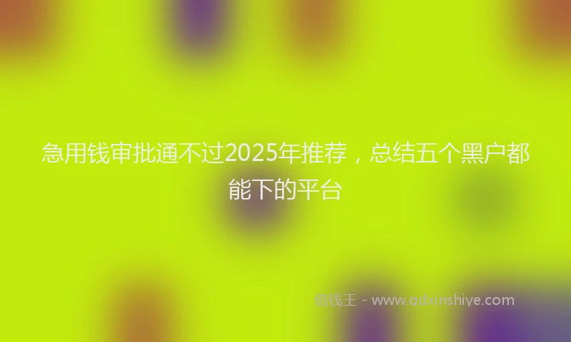 急用钱审批通不过2025年推荐，总结五个黑户都能下的平台