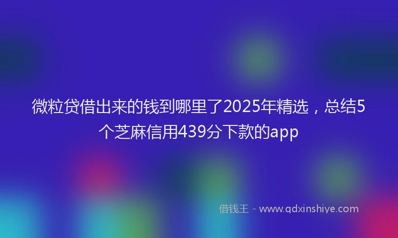 微粒贷借出来的钱到哪里了2025年精选，总结5个芝麻信用439分下款的app