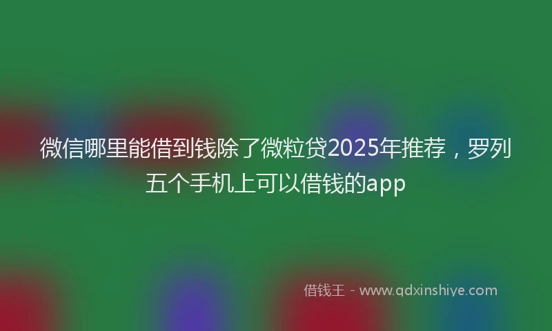 微信哪里能借到钱除了微粒贷2025年推荐，罗列五个手机上可以借钱的app