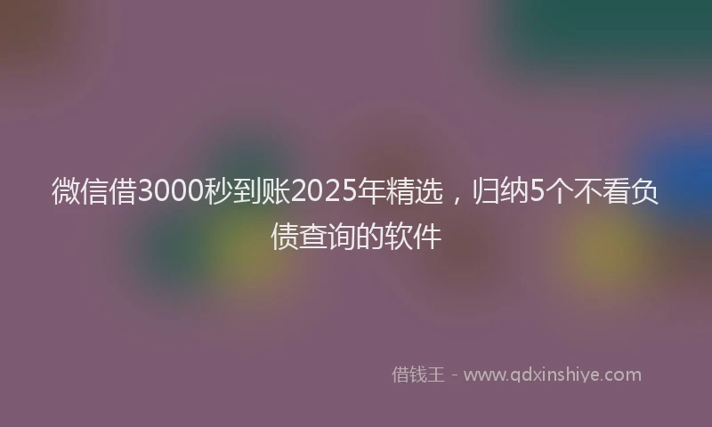 微信借3000秒到账2025年精选，归纳5个不看负债查询的软件