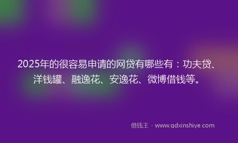 2025年的很容易申请的网贷有哪些有：功夫贷、洋钱罐、融逸花、安逸花、微博借钱等。