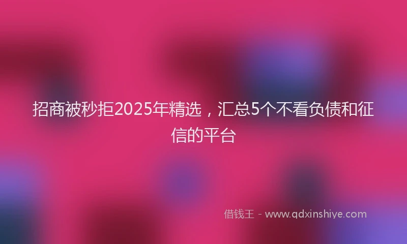 招商被秒拒2025年精选，汇总5个不看负债和征信的平台