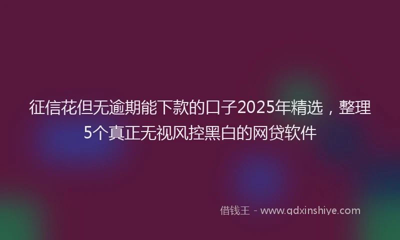 征信花但无逾期能下款的口子2025年精选，整理5个真正无视风控黑白的网贷软件