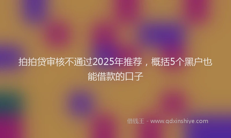 拍拍贷审核不通过2025年推荐，概括5个黑户也能借款的口子