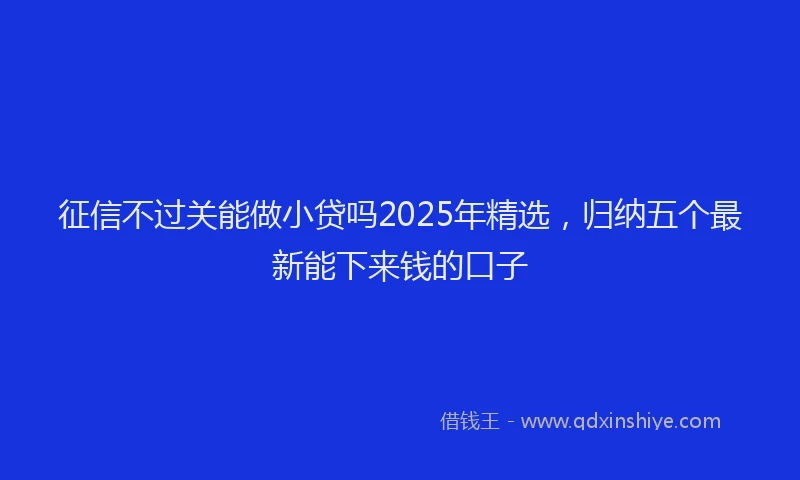 征信不过关能做小贷吗2025年精选，归纳五个最新能下来钱的口子