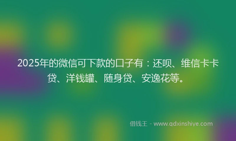 2025年的微信可下款的口子有：还呗、维信卡卡贷、洋钱罐、随身贷、安逸花等。