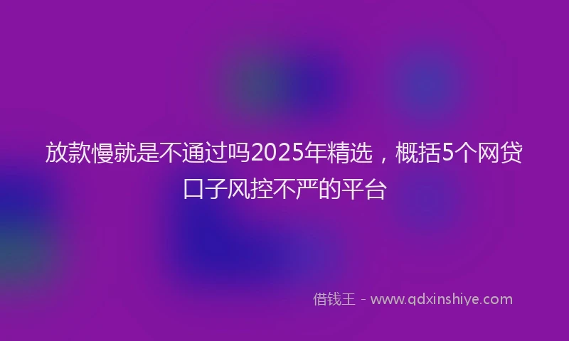 放款慢就是不通过吗2025年精选，概括5个网贷口子风控不严的平台