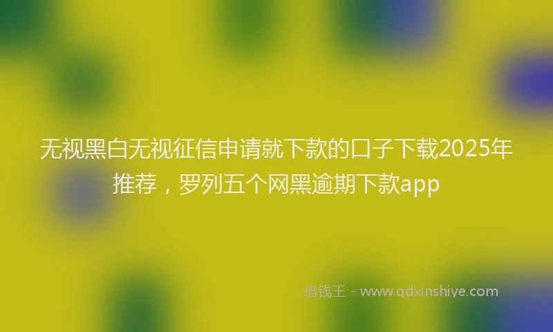 无视黑白无视征信申请就下款的口子下载2025年推荐，罗列五个网黑逾期下款app