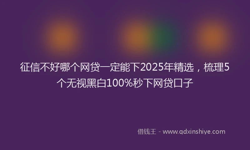 征信不好哪个网贷一定能下2025年精选，梳理5个无视黑白100%秒下网贷口子