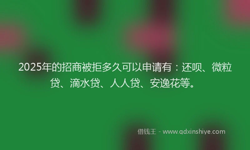 2025年的招商被拒多久可以申请有：还呗、微粒贷、滴水贷、人人贷、安逸花等。