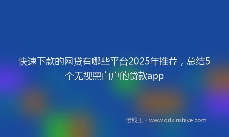 快速下款的网贷有哪些平台2025年推荐，总结5个无视黑白户的贷款app