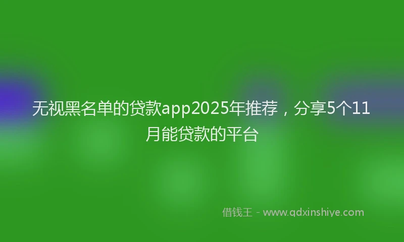无视黑名单的贷款app2025年推荐，分享5个11月能贷款的平台