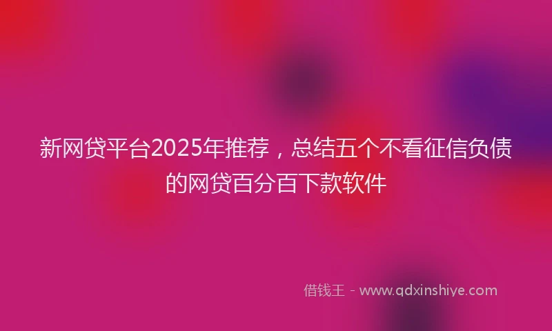 新网贷平台2025年推荐，总结五个不看征信负债的网贷百分百下款软件