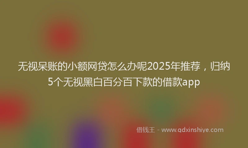 无视呆账的小额网贷怎么办呢2025年推荐，归纳5个无视黑白百分百下款的借款app