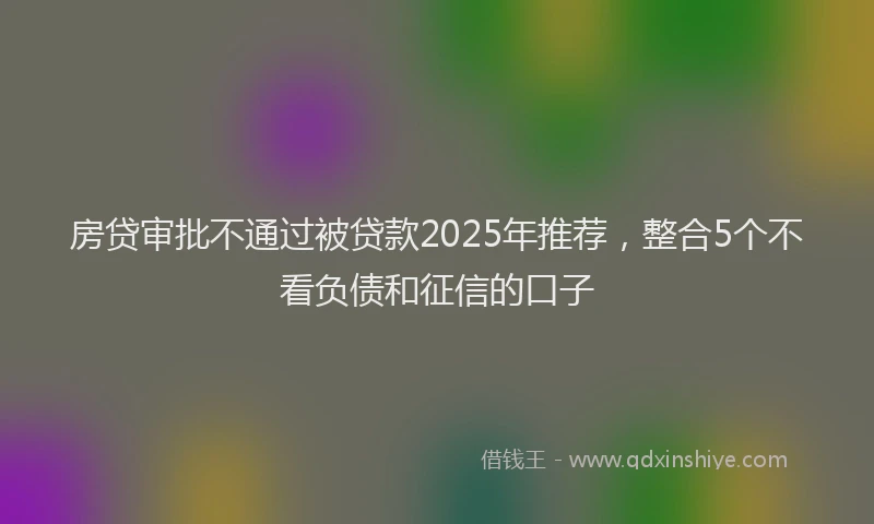 房贷审批不通过被贷款2025年推荐，整合5个不看负债和征信的口子