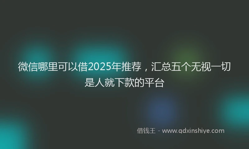 微信哪里可以借2025年推荐，汇总五个无视一切是人就下款的平台