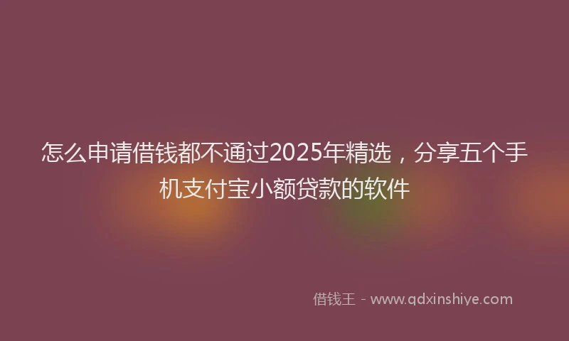 怎么申请借钱都不通过2025年精选，分享五个手机支付宝小额贷款的软件