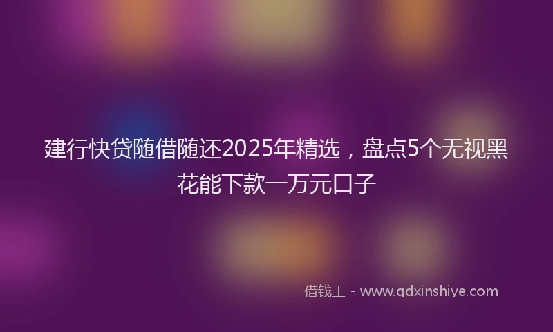 建行快贷随借随还2025年精选，盘点5个无视黑花能下款一万元口子