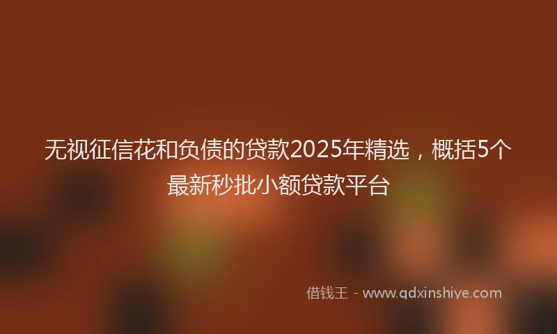 无视征信花和负债的贷款2025年精选，概括5个最新秒批小额贷款平台