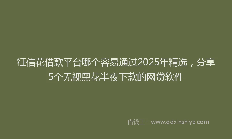 征信花借款平台哪个容易通过2025年精选，分享5个无视黑花半夜下款的网贷软件