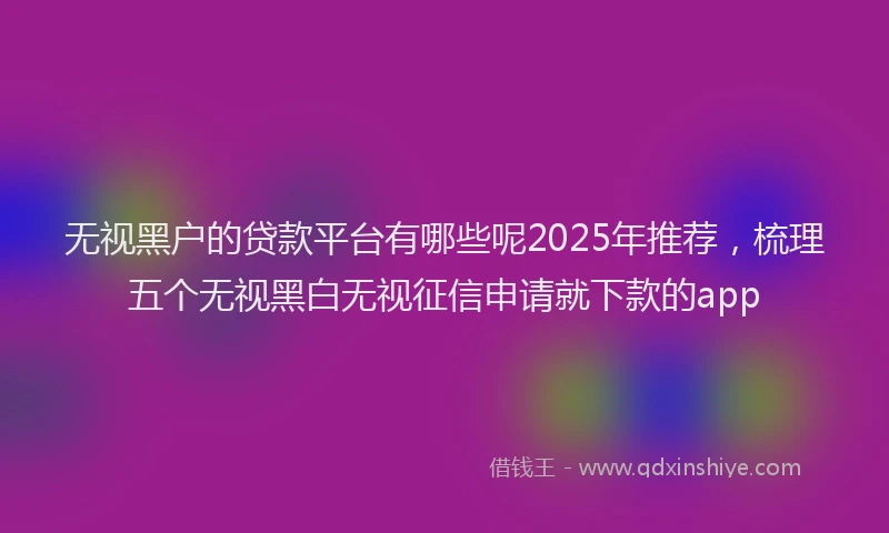 无视黑户的贷款平台有哪些呢2025年推荐，梳理五个无视黑白无视征信申请就下款的app