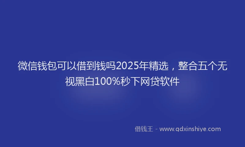 微信钱包可以借到钱吗2025年精选，整合五个无视黑白100%秒下网贷软件