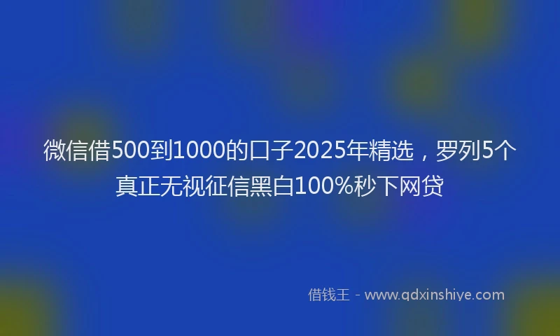 微信借500到1000的口子2025年精选，罗列5个真正无视征信黑白100%秒下网贷