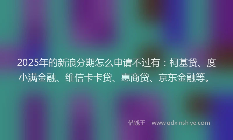 2025年的新浪分期怎么申请不过有：柯基贷、度小满金融、维信卡卡贷、惠商贷、京东金融等。