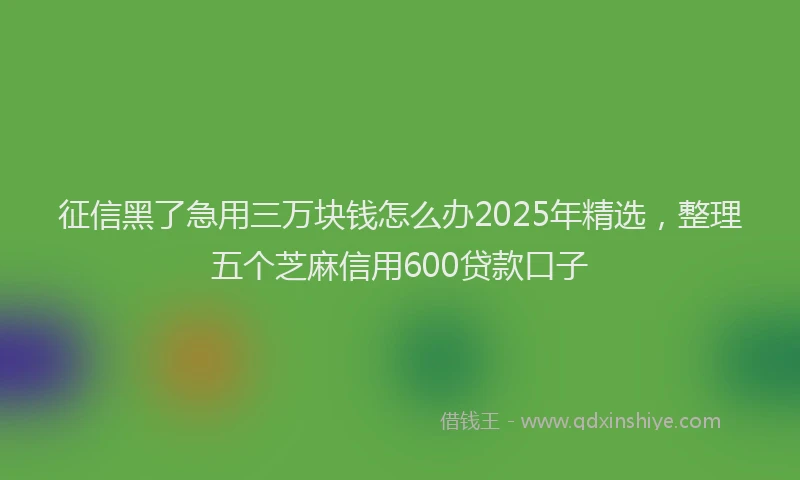 征信黑了急用三万块钱怎么办2025年精选，整理五个芝麻信用600贷款口子
