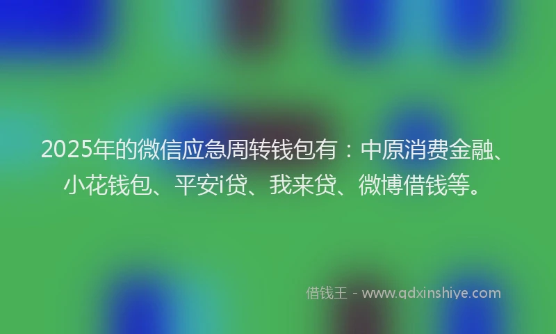 2025年的微信应急周转钱包有：中原消费金融、小花钱包、平安i贷、我来贷、微博借钱等。
