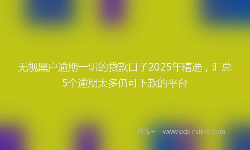 无视黑户逾期一切的贷款口子2025年精选，汇总5个逾期太多仍可下款的平台