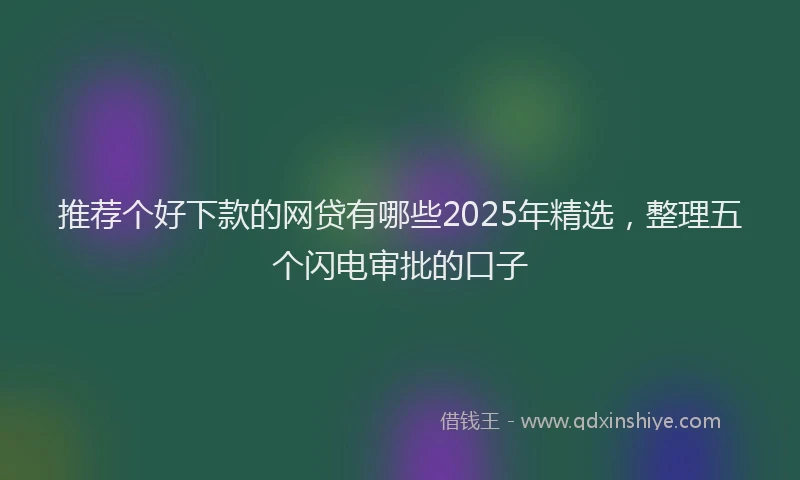 推荐个好下款的网贷有哪些2025年精选，整理五个闪电审批的口子