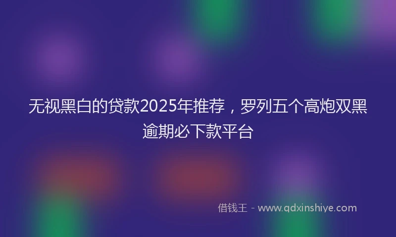 无视黑白的贷款2025年推荐，罗列五个高炮双黑逾期必下款平台