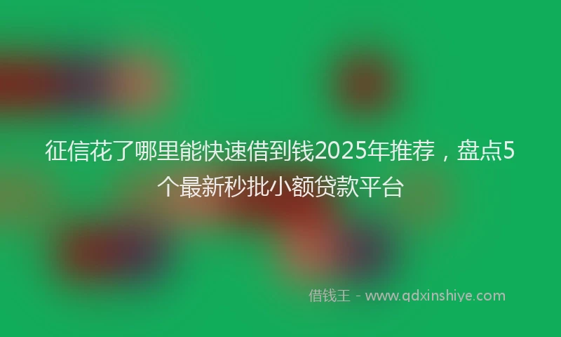 征信花了哪里能快速借到钱2025年推荐，盘点5个最新秒批小额贷款平台