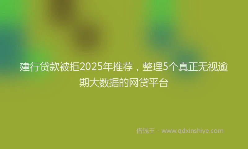 建行贷款被拒2025年推荐，整理5个真正无视逾期大数据的网贷平台