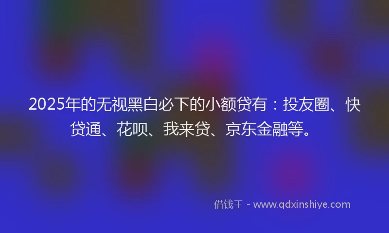 2025年的无视黑白必下的小额贷有：投友圈、快贷通、花呗、我来贷、京东金融等。
