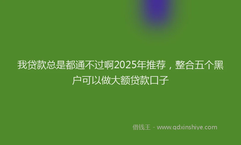 我贷款总是都通不过啊2025年推荐，整合五个黑户可以做大额贷款口子