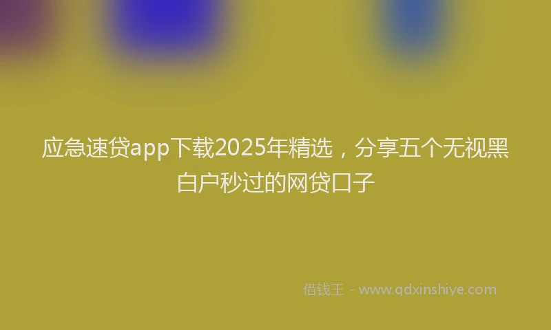 应急速贷app下载2025年精选，分享五个无视黑白户秒过的网贷口子