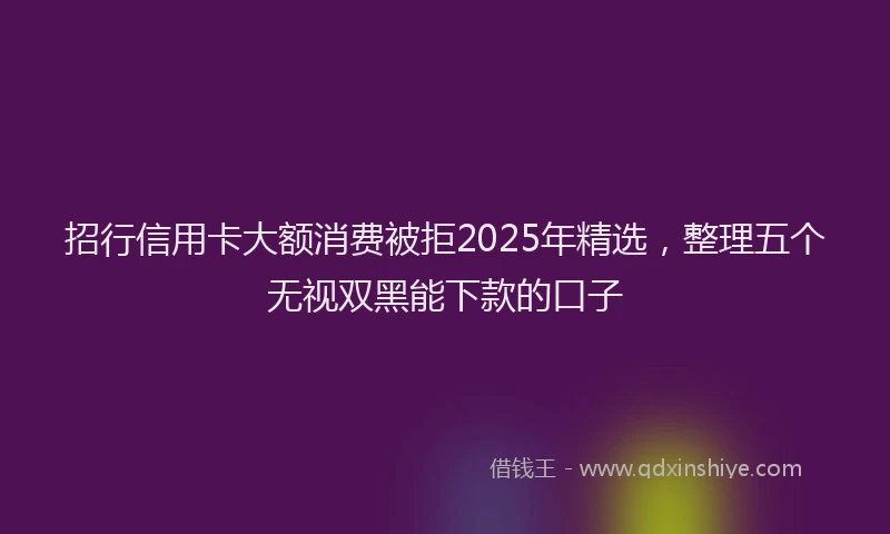 招行信用卡大额消费被拒2025年精选，整理五个无视双黑能下款的口子