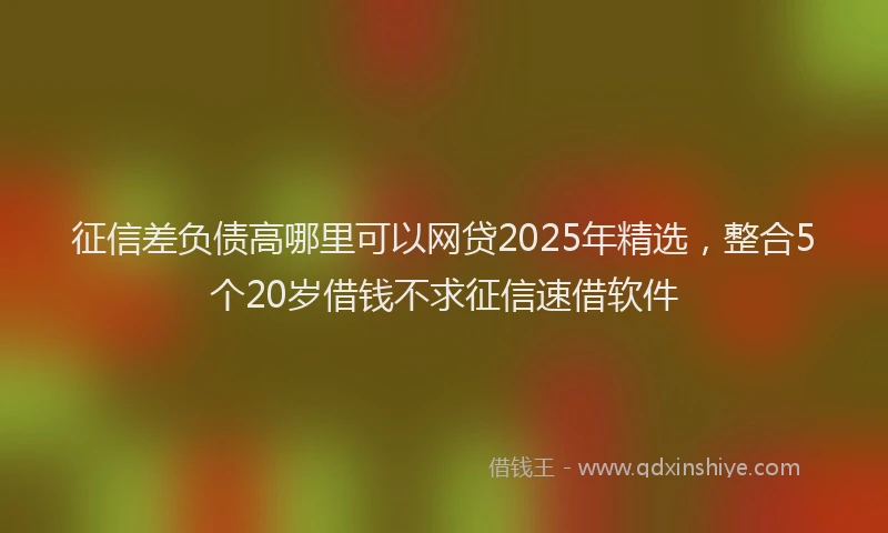 征信差负债高哪里可以网贷2025年精选，整合5个20岁借钱不求征信速借软件