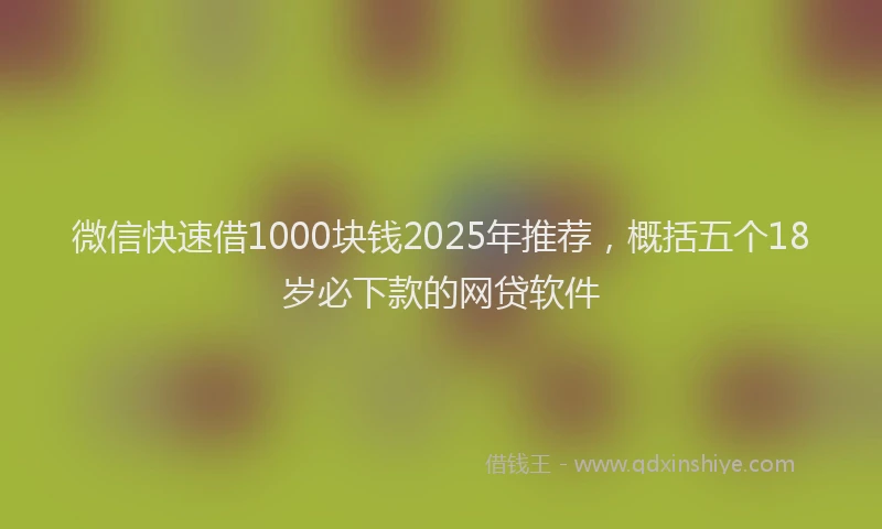 微信快速借1000块钱2025年推荐，概括五个18岁必下款的网贷软件
