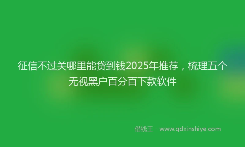 征信不过关哪里能贷到钱2025年推荐，梳理五个无视黑户百分百下款软件