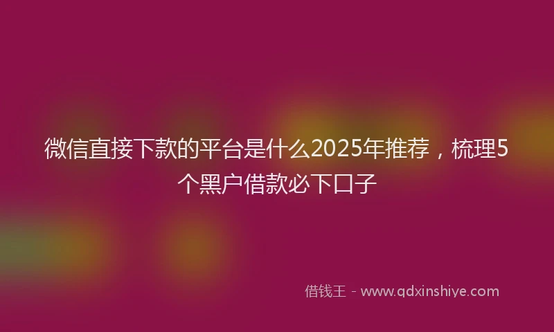 微信直接下款的平台是什么2025年推荐，梳理5个黑户借款必下口子